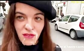 Public Cum Walking with a croissant in France